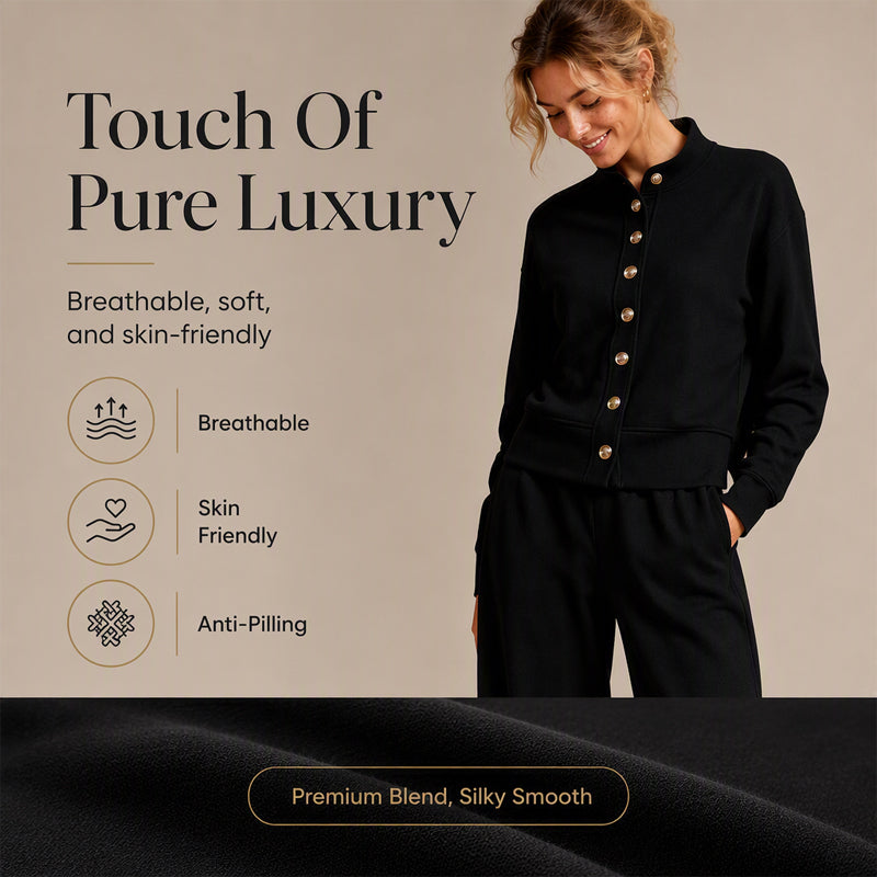 Women's Button-Down Cardigan & Wide-Leg Pants Set
