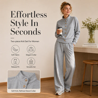 Women's Button-Down Cardigan & Wide-Leg Pants Set