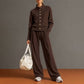 Women's Button-Down Cardigan & Wide-Leg Pants Set