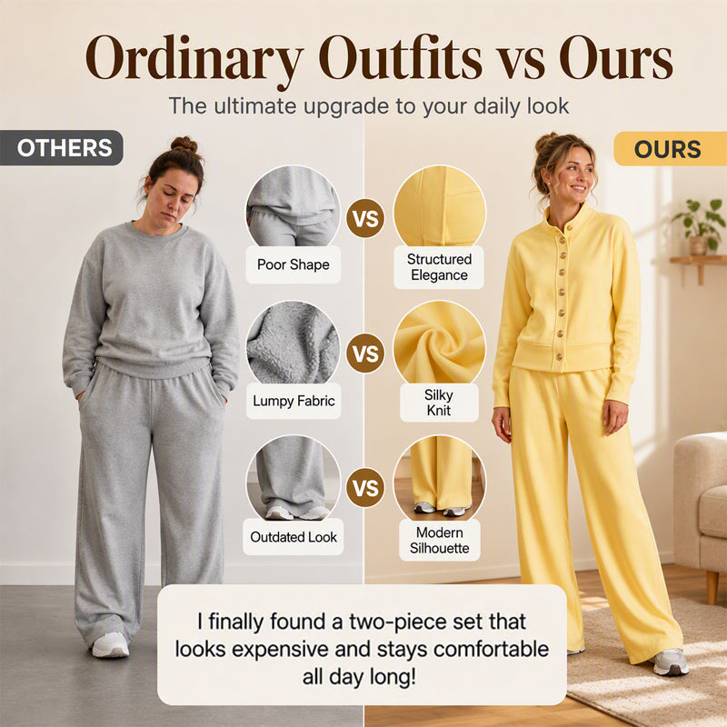 Women's Button-Down Cardigan & Wide-Leg Pants Set