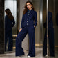 Women's Button-Down Cardigan & Wide-Leg Pants Set