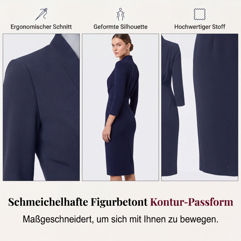 Neue Kollektion🔥Elegantes figurbetontes Kleid mit Stehkragen und V-Ausschnitt