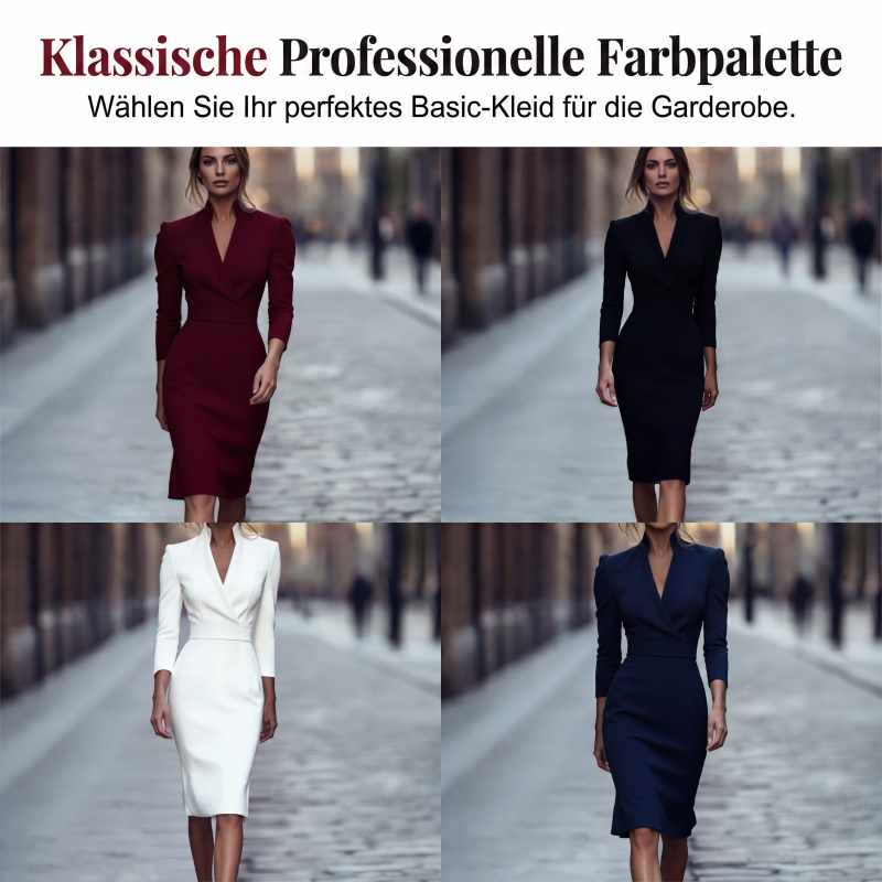 Neue Kollektion🔥Elegantes figurbetontes Kleid mit Stehkragen und V-Ausschnitt