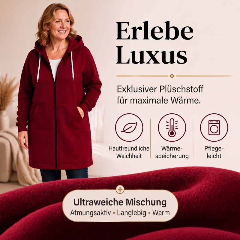 🔥✨Damen Fleece‑Kapuzenpullover mit Reißverschluss