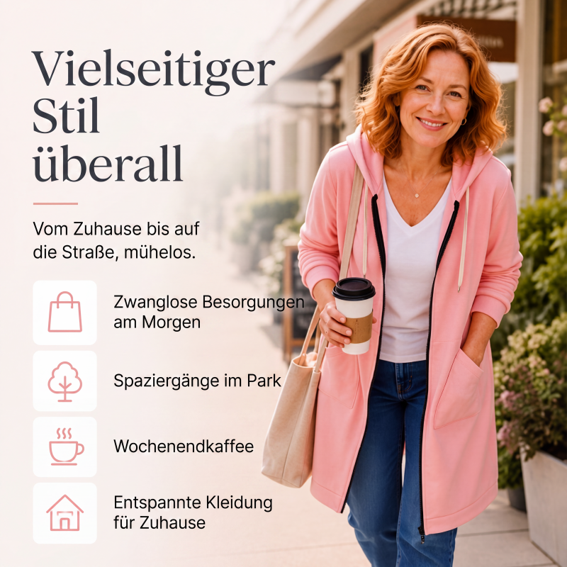 🔥✨Damen Fleece‑Kapuzenpullover mit Reißverschluss