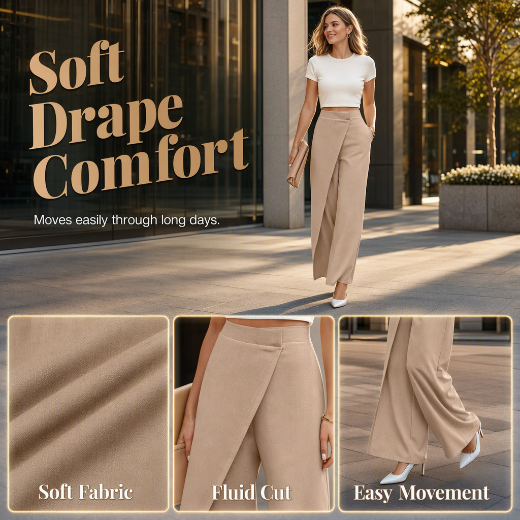 🌸Heißer Sale: 50 % Rabatt💖Asymmetrische Wickelhose mit hoher Taille für Damen