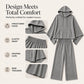 Damen‑Set mit lockerem Kapuzen‑Cape‑Top und Wide‑Leg‑Hosen