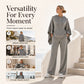Damen‑Set mit lockerem Kapuzen‑Cape‑Top und Wide‑Leg‑Hosen