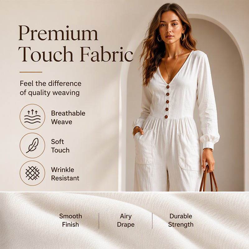 ⌛Zeitlich begrenztes Angebot – Damen V-Ausschnitt Langarm Overall