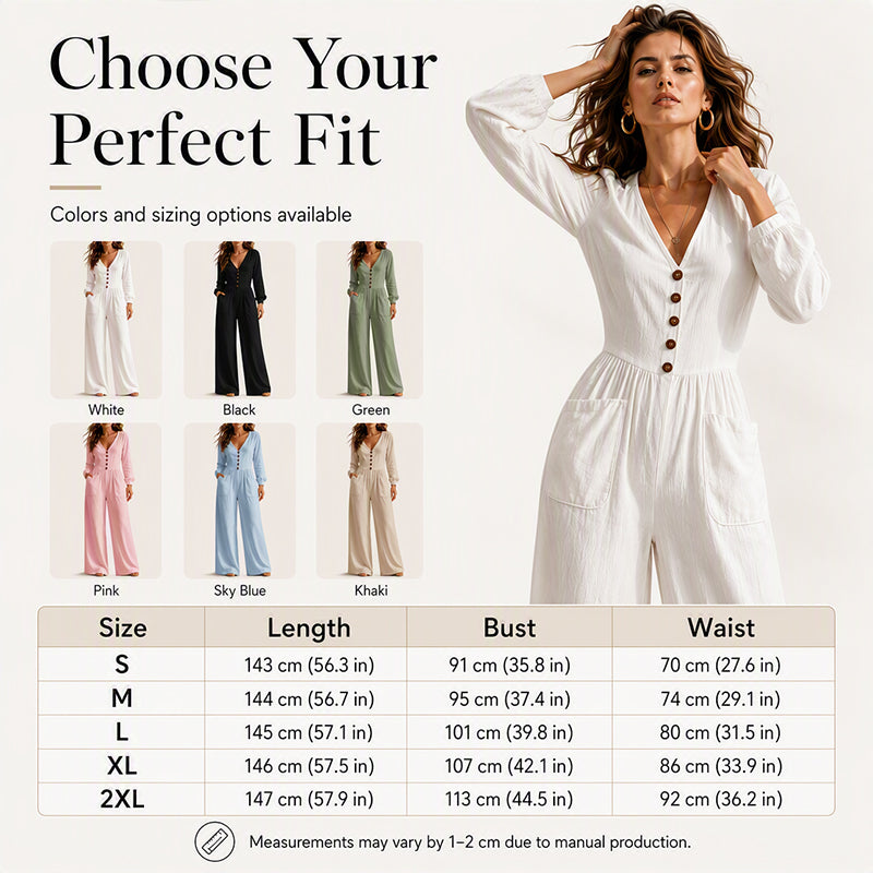 ⌛Zeitlich begrenztes Angebot – Damen V-Ausschnitt Langarm Overall