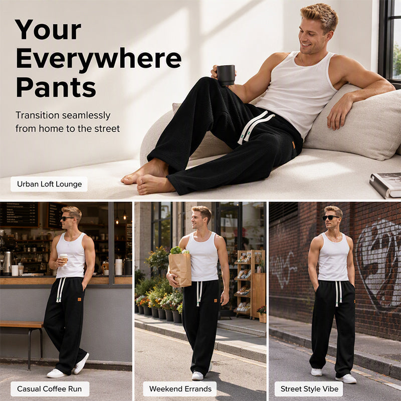👖💨 Herren Casual Weite Bein Jogginghose – 50% RABATT! Weiches Gewebe, entspannter Schnitt, verstellbarer Bund – Streetwear-Komfort für jeden Tag. 💪