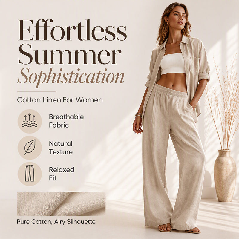Damen-Hose mit elastischem Bund und weitem Bein