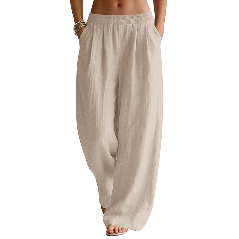 Damen-Hose mit elastischem Bund und weitem Bein