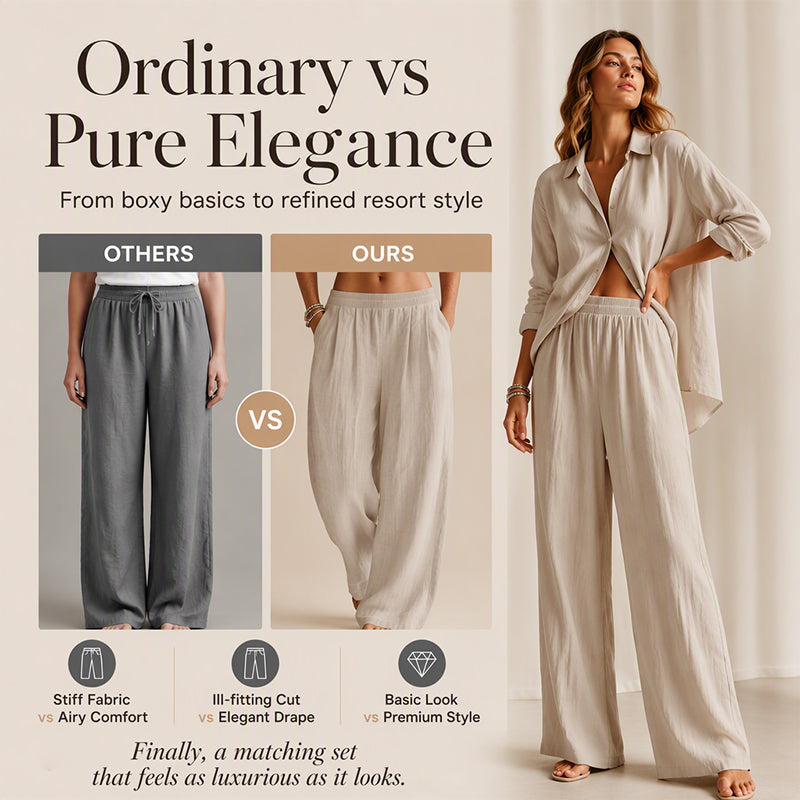 Damen-Hose mit elastischem Bund und weitem Bein