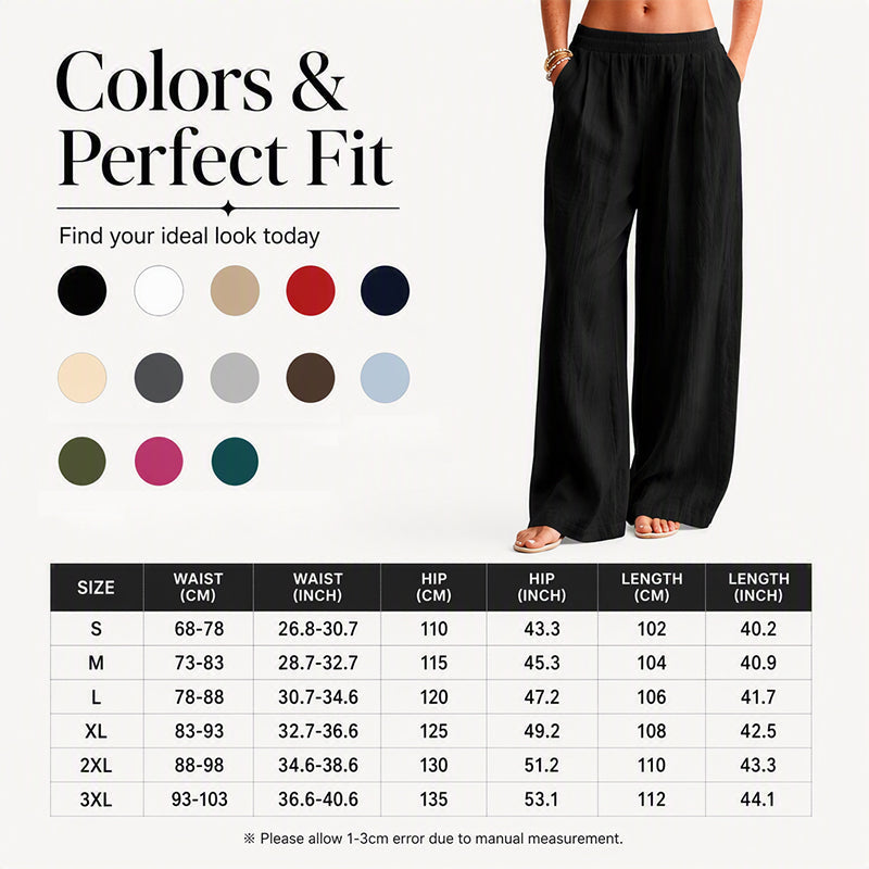Damen-Hose mit elastischem Bund und weitem Bein