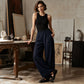 Damen-Hose mit elastischem Bund und weitem Bein