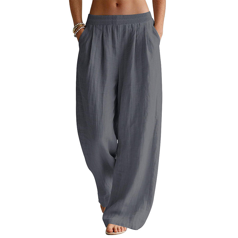 Damen-Hose mit elastischem Bund und weitem Bein
