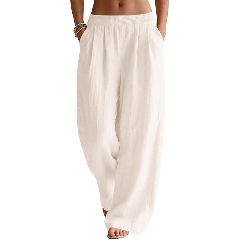 Damen-Hose mit elastischem Bund und weitem Bein