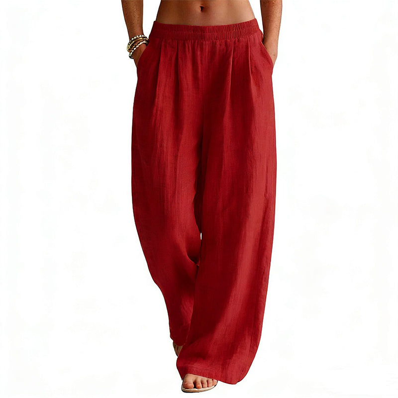 Damen-Hose mit elastischem Bund und weitem Bein