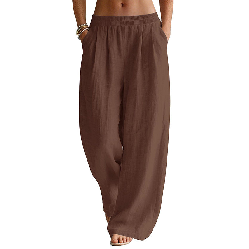 Damen-Hose mit elastischem Bund und weitem Bein