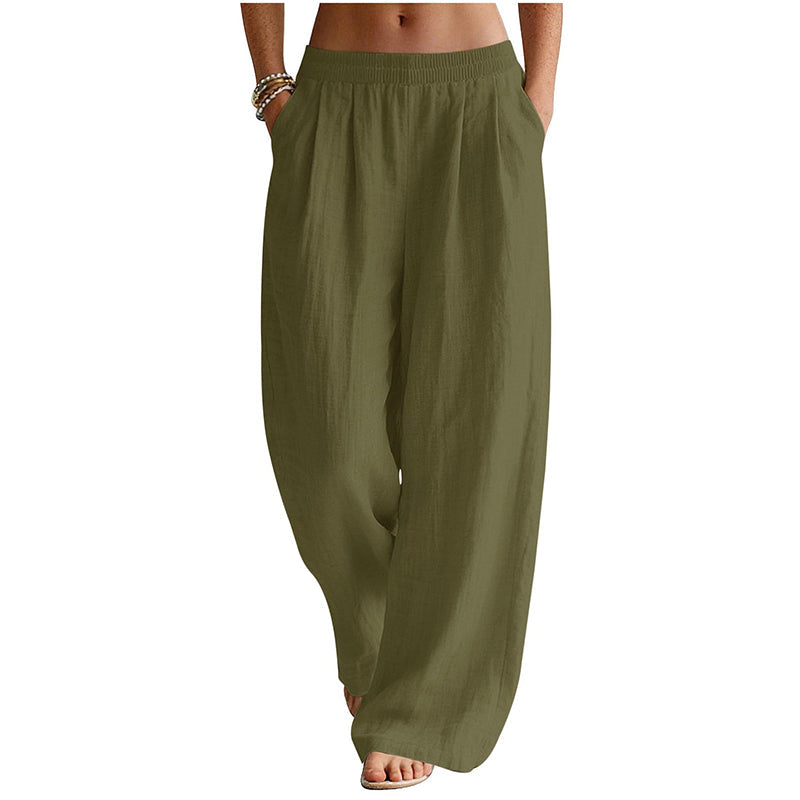 Damen-Hose mit elastischem Bund und weitem Bein