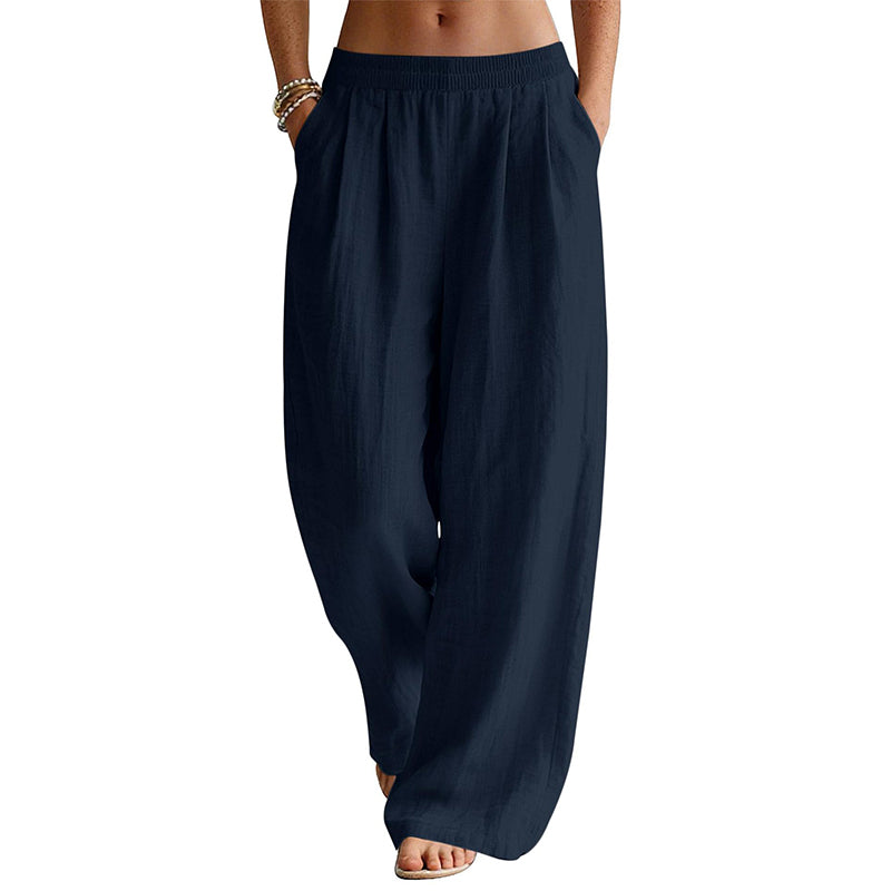 Damen-Hose mit elastischem Bund und weitem Bein