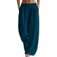 Damen-Hose mit elastischem Bund und weitem Bein