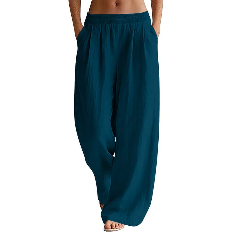 Damen-Hose mit elastischem Bund und weitem Bein