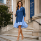 Damen Langarmkleid mit Streifen, Layering‑Look