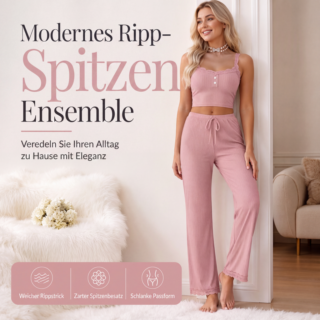Damen Spitzen-Camisole-Pyjama-Set für den Sommer