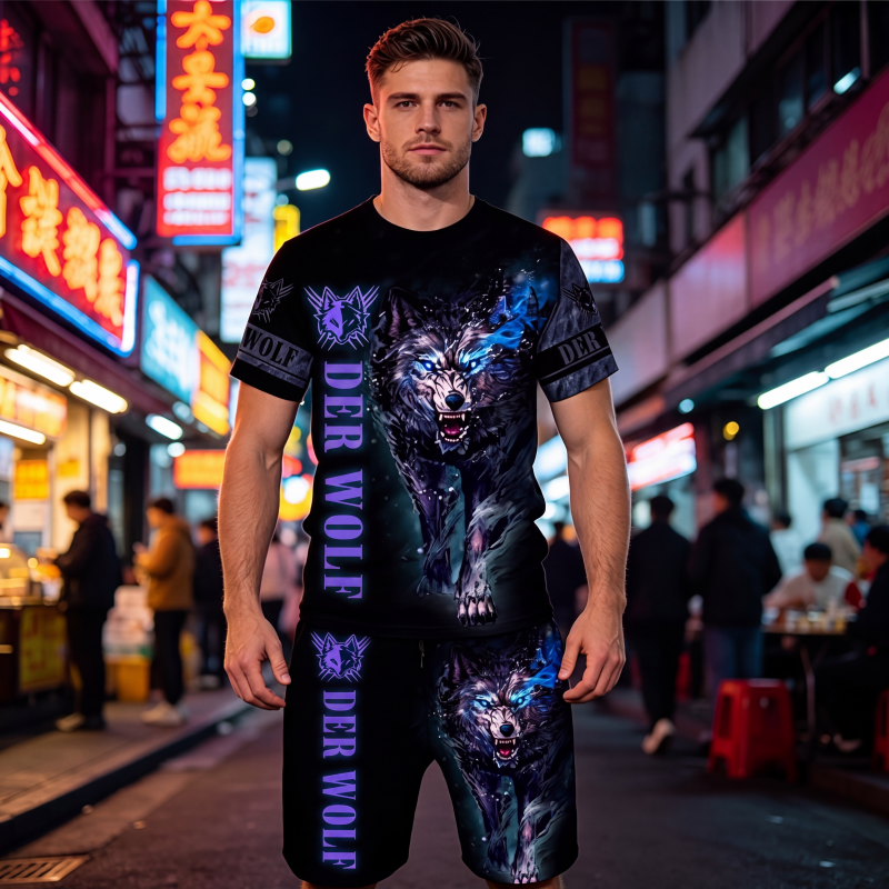 📢📢50%Rabatt!!!🎉✨Herren Freizeit-Set mit Tiermotiv: T-Shirt und Shorts