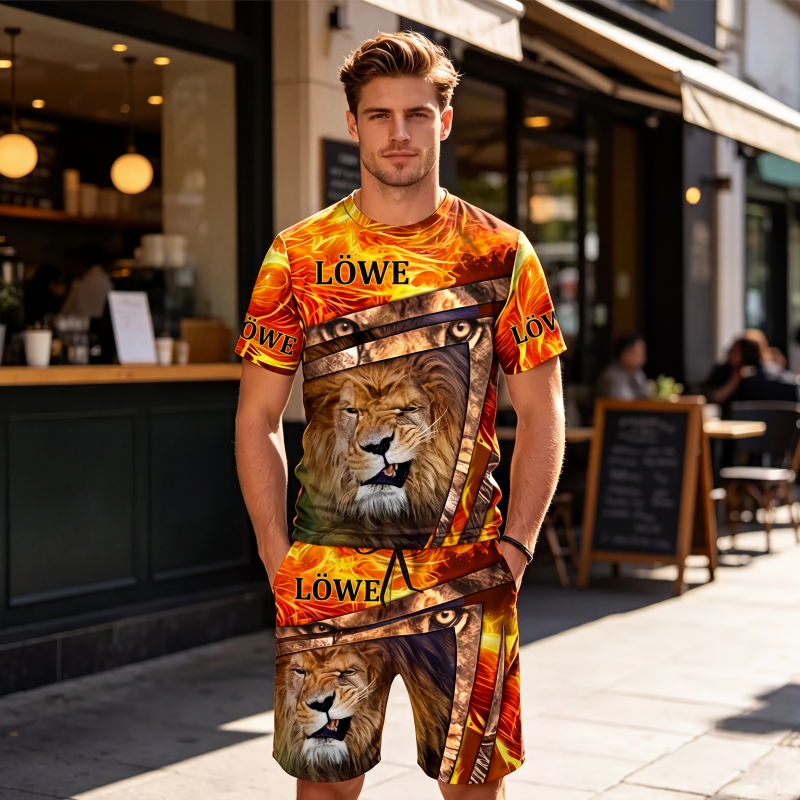 📢📢50%Rabatt!!!🎉✨Herren Freizeit-Set mit Tiermotiv: T-Shirt und Shorts