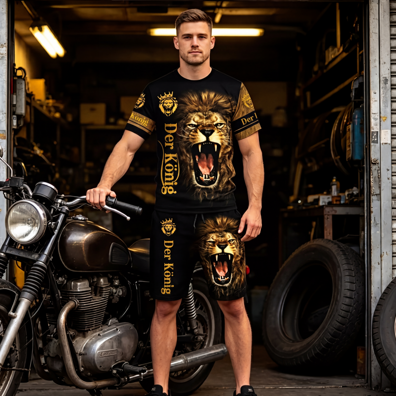 📢📢50%Rabatt!!!🎉✨Herren Freizeit-Set mit Tiermotiv: T-Shirt und Shorts