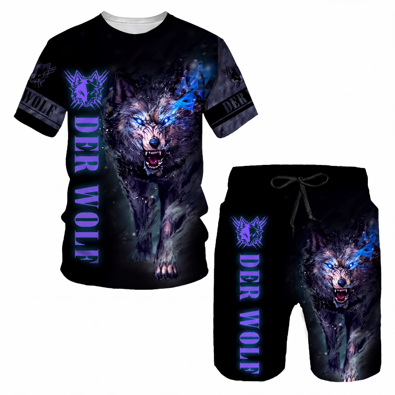 📢📢50%Rabatt!!!🎉✨Herren Freizeit-Set mit Tiermotiv: T-Shirt und Shorts