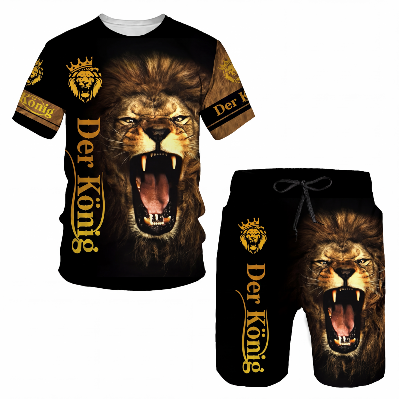 📢📢50%Rabatt!!!🎉✨Herren Freizeit-Set mit Tiermotiv: T-Shirt und Shorts
