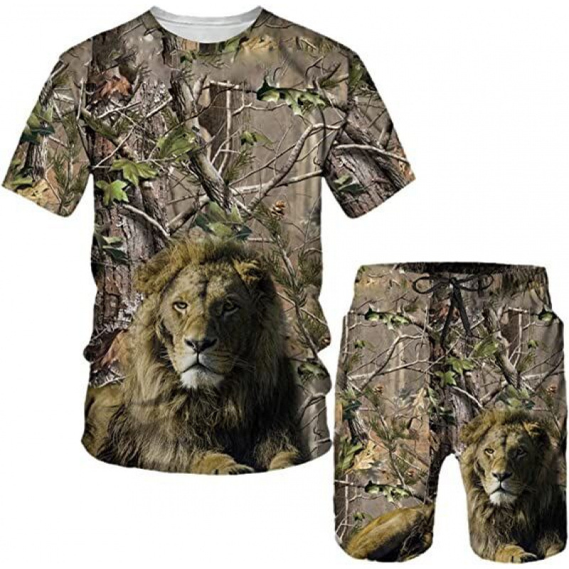 📢📢50%Rabatt!!!🎉✨Herren Freizeit-Set mit Tiermotiv: T-Shirt und Shorts