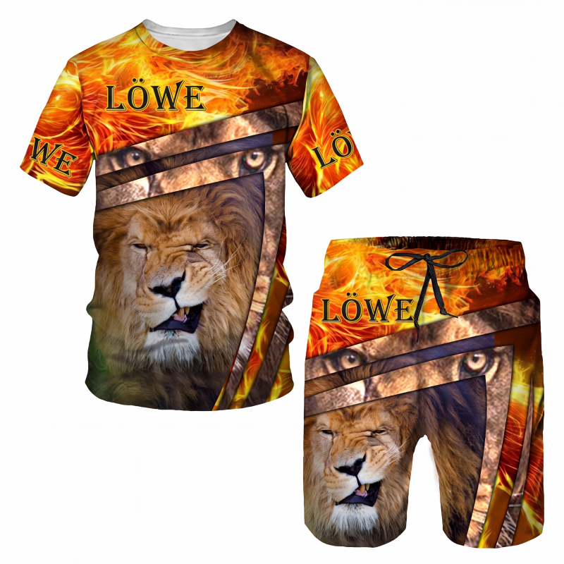 📢📢50%Rabatt!!!🎉✨Herren Freizeit-Set mit Tiermotiv: T-Shirt und Shorts