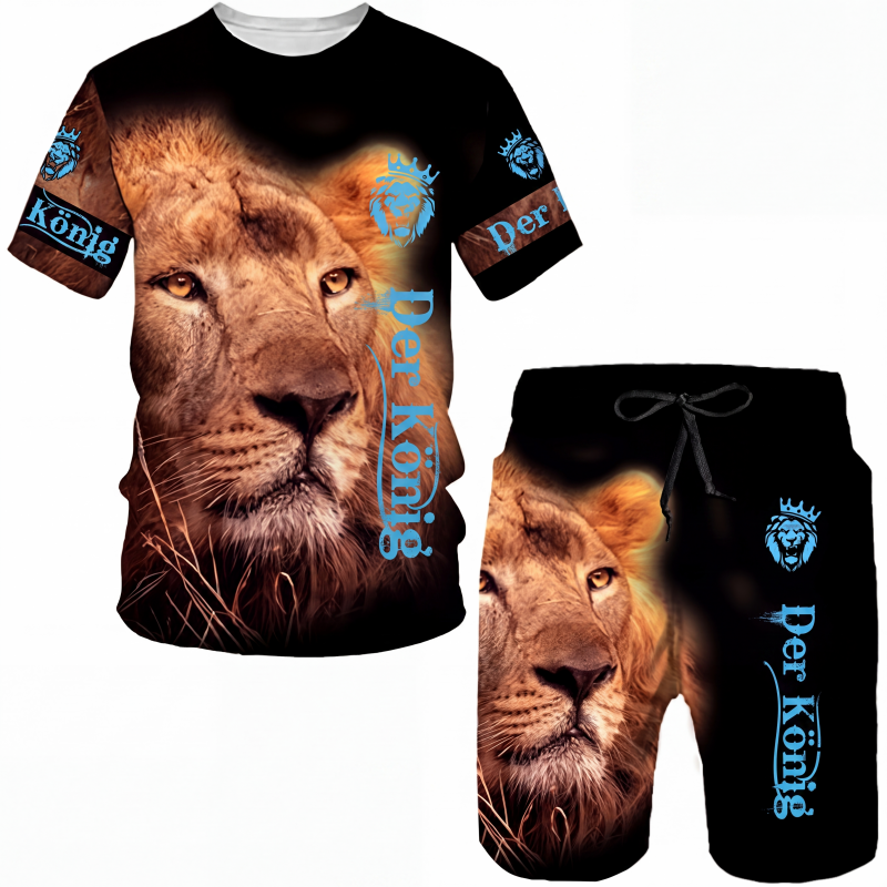 📢📢50%Rabatt!!!🎉✨Herren Freizeit-Set mit Tiermotiv: T-Shirt und Shorts