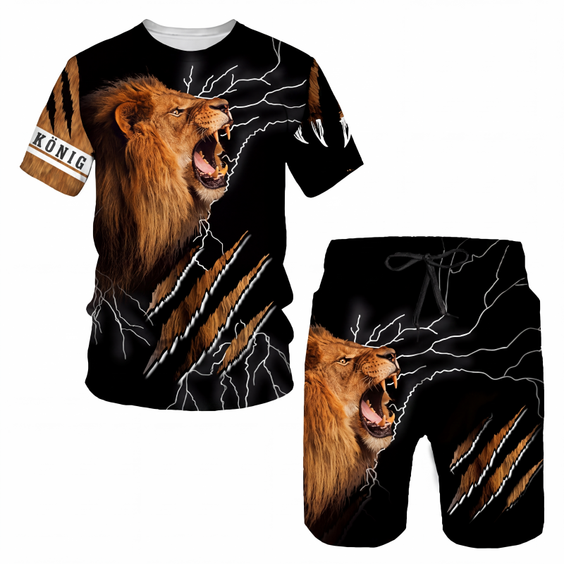 📢📢50%Rabatt!!!🎉✨Herren Freizeit-Set mit Tiermotiv: T-Shirt und Shorts