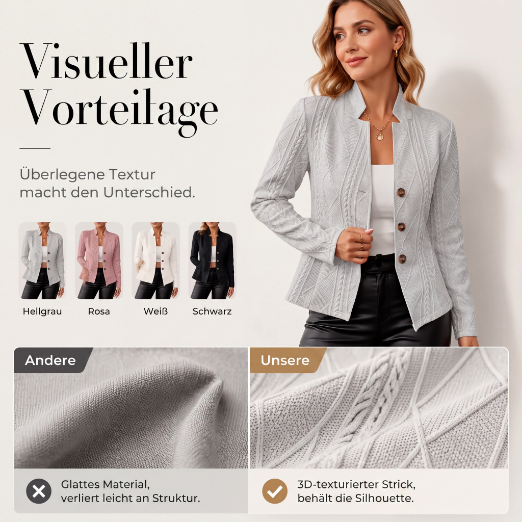 💎🔥 Jetzt im Trend – Strukturierter Blazer mit Stehkragen – perfekt fürs Büro