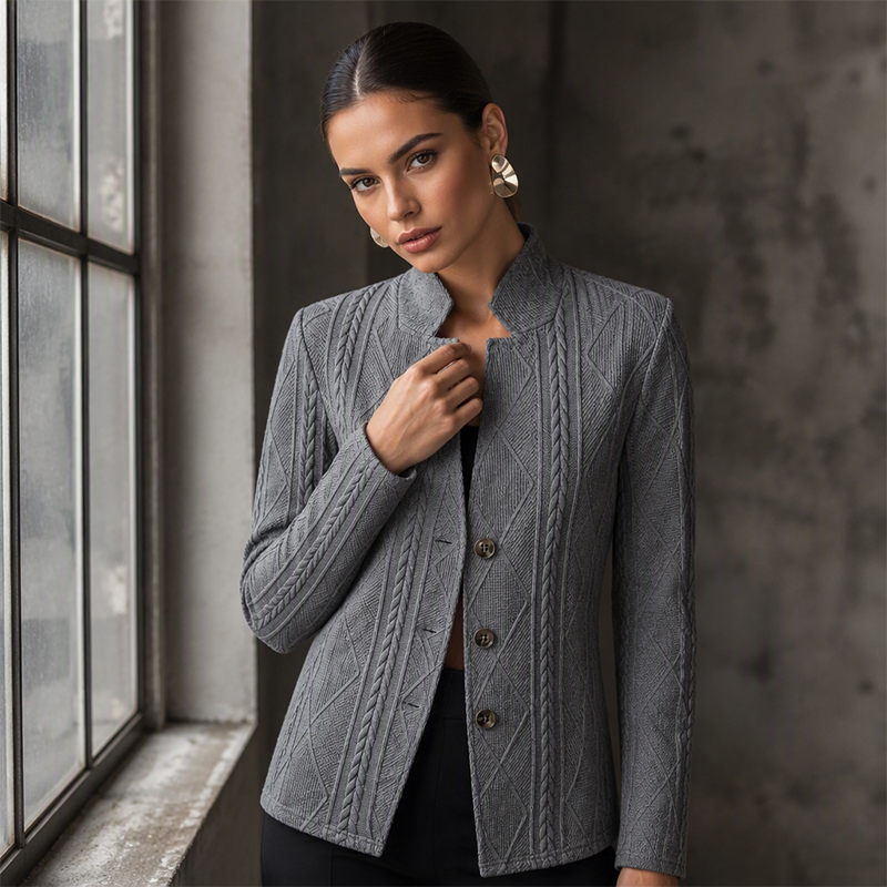 💎🔥 Jetzt im Trend – Strukturierter Blazer mit Stehkragen – perfekt fürs Büro