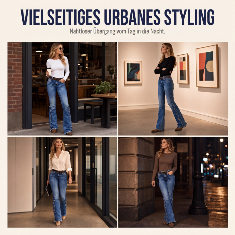 Damen High Waist Destroyed Flare Jeans