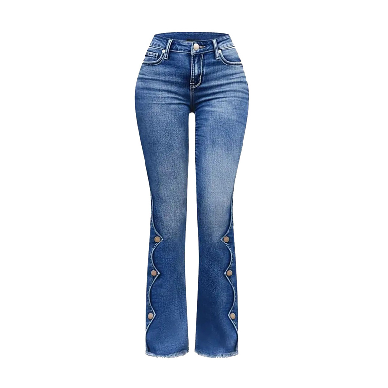 Damen High Waist Destroyed Flare Jeans