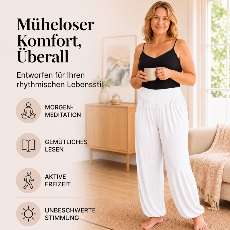Damen High-Waist Weite Beine Hose mit lockerer Passform