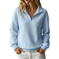 ✨Damen gestepptes Grid-Sweatshirt mit halbem Reißverschluss