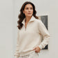 ✨Damen gestepptes Grid-Sweatshirt mit halbem Reißverschluss