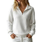 ✨Damen gestepptes Grid-Sweatshirt mit halbem Reißverschluss