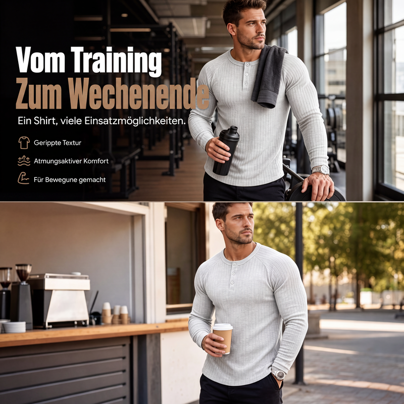 Herren-Henley-Shirt im Slim-Fit