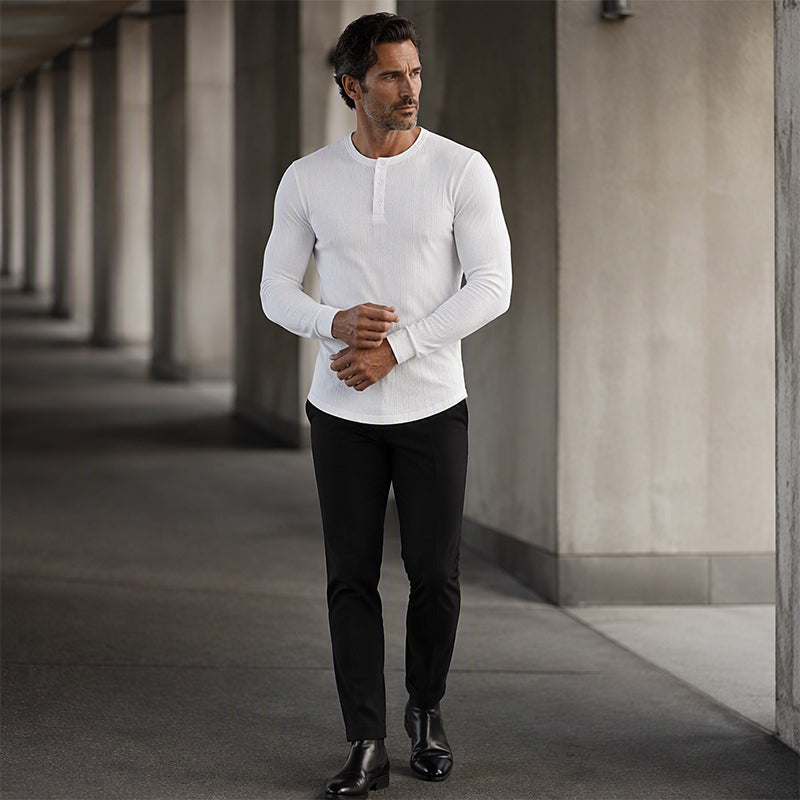Herren-Henley-Shirt im Slim-Fit