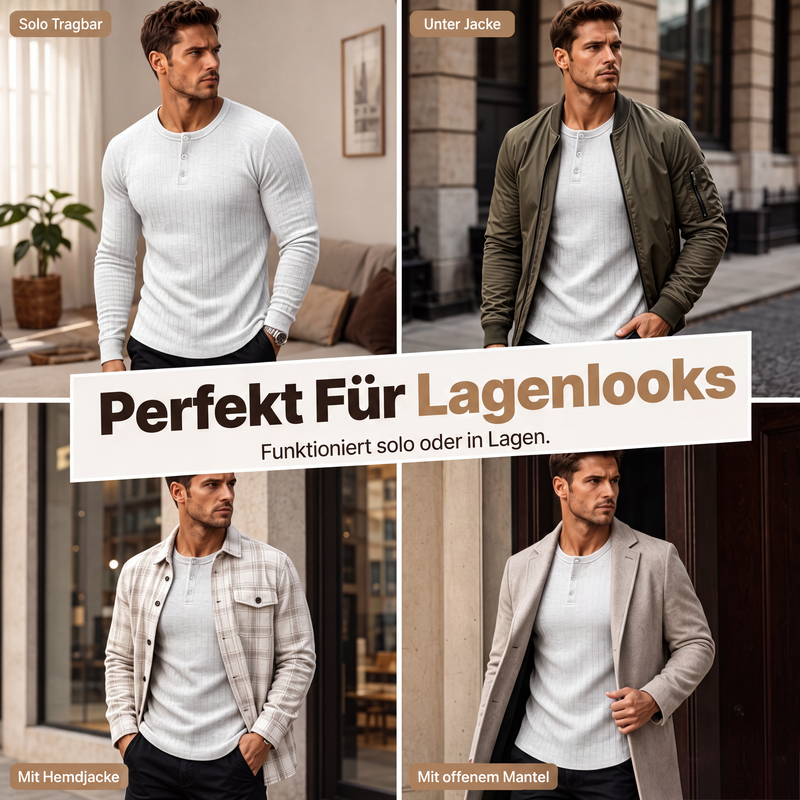 Herren-Henley-Shirt im Slim-Fit